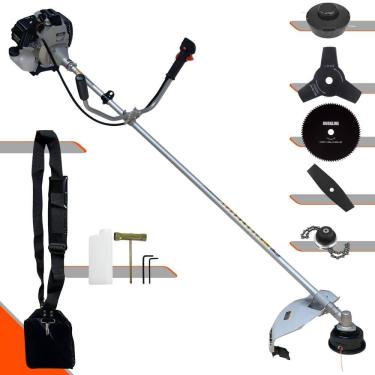 Imagem de Roçadeira Com Sistema Antivibração À Gasolina Toyama TBC43H 43cc 1,7HP Com Carretel Nylon + Faca 2 Pontas + Faca 3 Pontas + Faca 80 Dentes + Trimmer