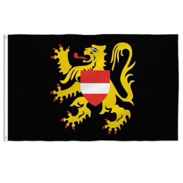 Imagem de PTEROSAUR Bandeira do Brabante Flamengo, bandeira de poliéster com ilhós de latão, decoração de casa e faixa decorativa externa (brabante flamengo, 9 x 1,5 m)