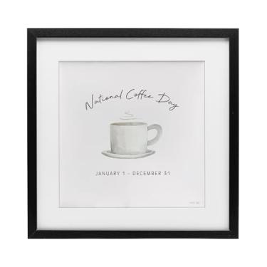 Imagem de Stupell Industries Impressão emoldurada preta Everyday National Coffee Day sob vidro, design de Cindy Jacobs, 40,6 x 40,6 cm