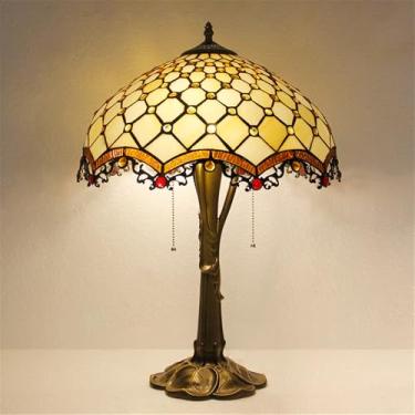 Imagem de Luminária de mesa retrô americana LED de luxo e criativa para sala de estar, escritório, quarto, cabeceira, estilo villa/hotel, com vidro colorido (Estilo 13)