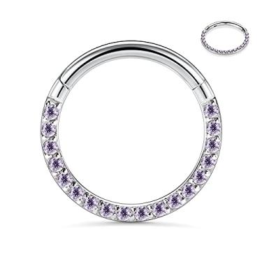 Imagem de GAGABODY Septo Jewelry Brincos Daith de 16 g com frente única CZ/Opal/Estrela de cinco pontas/Design de vedação de aço cirúrgico 316L Piercing de septo Piercing de nariz Helix Tragus Brinco