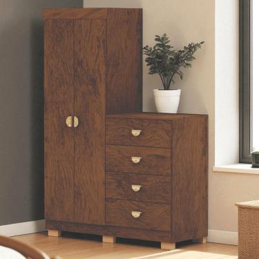 Imagem de Cômoda Roupeiro Guarda-roupas 2 Portas 4 Gavetas Cristal Imbuia - Mabe Magazine