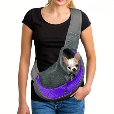 Imagem de Bolsa de Ombro para Pet Cachorro e Gato Transversal Confortável e Prática para Transporte de Animais (Lilas【Alta Qualidade】)