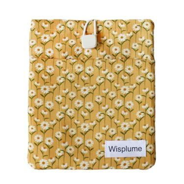 Imagem de Wisplume Bolsa acolchoada para tablet eReader para Paperwhite, Colorsoft, edição exclusiva, Voyage, Scribe/Kobo eReader, protetor floral para livros e capas duras pequenas (amarelo, pequeno)