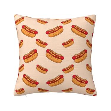 Imagem de Capas de almofada de cachorro-quente 45,7 x 45,7 cm - Capas de almofada macias, capas decorativas de sofá para sofá e sala de estar