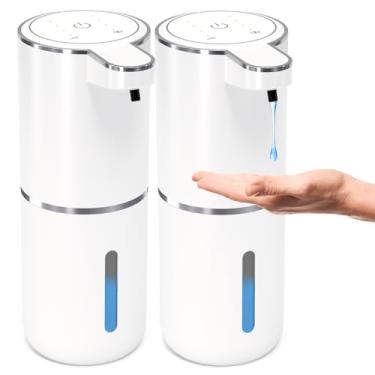 Imagem de Pacote com 2 Dispensadores Automáticos de Sabonete, Dispensador de Sabonete Líquido para Mãos 382 g USB 4 Níveis, Dispensador Elétrico Fixado na Parede Inteligente para Banheiro e Cozinha, Sabonete