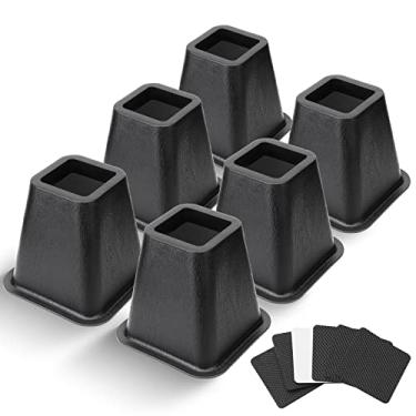 Imagem de MCXYEM Elevador de cama/elevador de cama/elevador de cama/elevador de móveis/elevadores de mesa/elevadores de moldura criar armazenamento sob a cama resistente para ajuste de altura de móveis preto