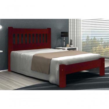 Imagem de Cama Queen Size Lisboa de Madeira Maciça Angelim Pedra Tauari Mogno