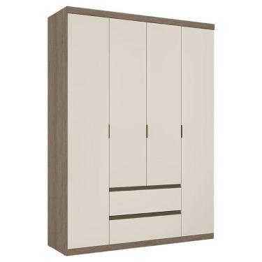 Imagem de Guarda Roupa Solteiro Nobre 4 Portas Rustic Off White Acetinado - Thb