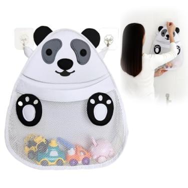 Imagem de SILICONPICK Organizador de brinquedos de banho, bolsas de armazenamento de malha com tema animal, suporte de parede para banheiro (panda)