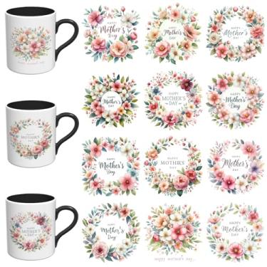 Imagem de Elewins 12 peças de papel de transferência UV DTF para Dia das Mães adequado para canecas, cadernos, computadores, mesas e cadeiras, etc. Papel de transferência UV DTF (flores do dia das mães)