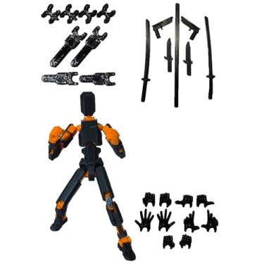 Imagem de Kit De Montagem Brinquedo Articulado Dummy 13 | Diversas Cores Com Acessorios e Ima (Preto Corpo Laranja)