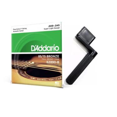 Imagem de Manivela + encordoamento violão aço daddario 0.09 ez890 jogo de corda 