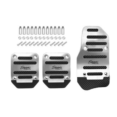 Imagem de HQRNYP 3 peças, capa antiderrapante para pedal de carro, capa de pedal de freio, protetor de pedal de freio automotivo de liga de alumínio, kit de protetor de pedal de acelerador de transmissão