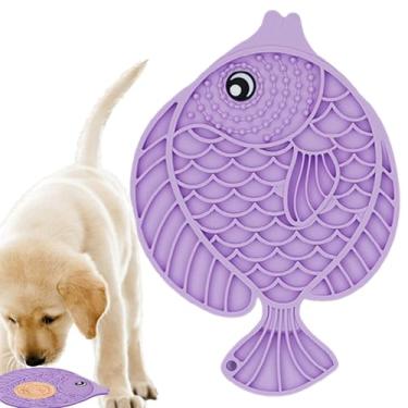 Imagem de Shakven Alimentador lento da esteira do alimento para cães,Tapete lento do alimentador,Almofada de alimentação macia para gatos em forma de peixe | Brinquedos de enriquecimento de cachorro de silicone
