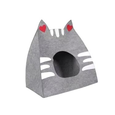 Imagem de Ioensy Casinha de feltro para gatos, arranhador para gatos de pequeno a grande e gatinhos. Abrigo dobrável para gatinhos, caverna privativa, Cinza
