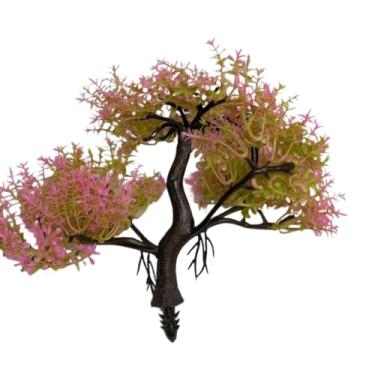 Imagem de Árvore de Bonsai Artificial - Planta Artificial Decorativa para Arranjos de Plástico, Decoração de Mesa Enfeite(ROSA)