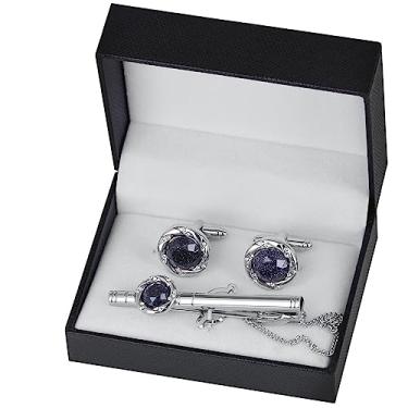 Imagem de Terno de casamento masculino e feminino com clipe de gravata francesa abotoaduras de arenito (D D)