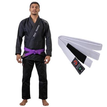 Imagem de Kimono Jiu Jitsu Naja Hanzo Preto Trançado E Reforçado 450g com Faixa BJJ Adulto-Unissex