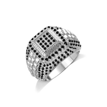 Imagem de Aliança de casamento de zircônia cúbica preta e branca banhada a ouro/prata, anéis de casamento de zircônio de cristal de luxo para homens, presentes de festa de noivado para homens, joias modernas