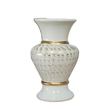 Imagem de Vaso Nobre de Cerâmica - Decoração Elegante para Festas, Aniversários e Arranjos Artificiais(Branco Traçado)