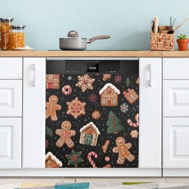 Imagem de ATTX Capa de ímã de máquina de lavar louça Homem, pão de gengibre, 58,4 cm C x 66 cm A decoração da capa da máquina de lavar louça, decalques de armário doméstico eletrodomésticos adesivos #537