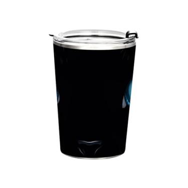 Imagem de Blueangle Copo de 340 g com tampa e canudo, copo de café com água isolada a vácuo de aço inoxidável, caneca de viagem com olhos azuis, copo térmico para bebidas quentes e frias (852)
