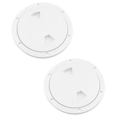 Imagem de Crapyt Escotilha de inspeção redonda antiderrapante de 15 cm, tampa removível de plástico ABS com parafuso anexo, barco de acesso para navios, caiaque, iate, instalações externas, 2 peças, branco