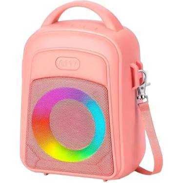 Imagem de Caixa de Som Portátil Bluetooth com Mochila, Rosa, USB, Rádio FM, Alça para Transporte