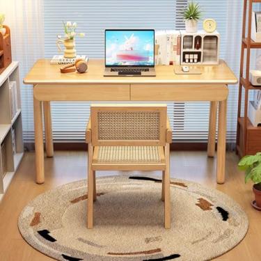 Imagem de Yadlan Conjunto de mesa e cadeira de estudo infantil com armazenamento, conjunto de mesa e cadeira infantil de madeira com gavetas de canto redondo, mesa de computador pequena 31,5 mesa de estudante