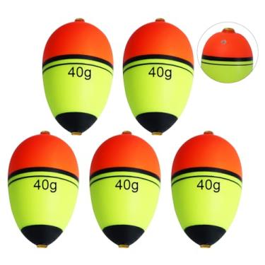 Imagem de CWSDXM Flutuadores deslizantes, flutuadores e boias de pesca em EVA com furo para peixe, Walleye, Panfish e robalo, bobinas deslizantes ajustáveis com flutuação de 9,9 g a 129,9 g (40g Floatage-5PCS)