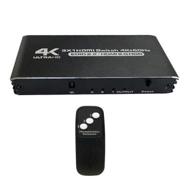 Imagem de DAGIJIRD Caixa de comutação HDMI com controle remoto, comutador HDMI 2.0 de 3 portas 4K para consoles de jogos, leitor de DVD