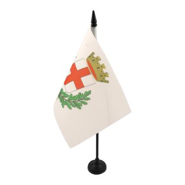 Imagem de Bandeira de mesa do brasão da cidade de Milão 12 cm x 20.3 cm - Bandeira de mesa de Milão 21 x 14 cm - Bastão e base de plástico preto - AZ FLAG