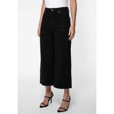Imagem de Calça Sarja Wide Leg Cropped Preto-Feminino