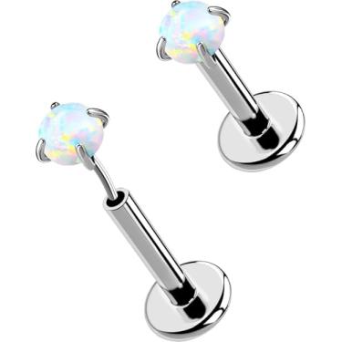 Imagem de OUFER 2 peças 16G/20G brincos de nariz lábios, G23 titânio sólido sem rosca push in nariz narina lábio labret medusa Monroe Helix cartilagem tragus concha lóbulo piercing joias para mulheres e homens