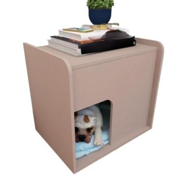 Imagem de Mesa de Cabeceira Cama Pet, Para Cães, 45x45x40 cm, Design Moderno e Confortável, Colchãozinho, criado mudo,mesinha de cabeceira(Nude)
