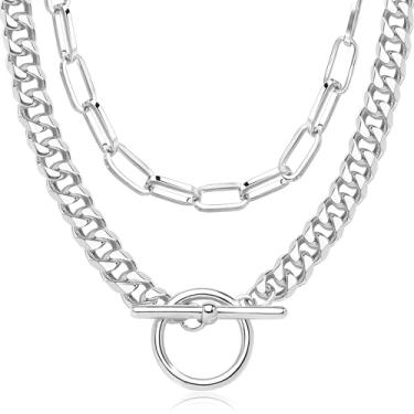 Imagem de Poxtex Colar de coração grosso de ouro para mulheres, banhado a ouro 14 k, delicado em camadas, pequeno, pingente de coração aberto, colar gargantilha com pingente de coração, pequeno empilhado, colar