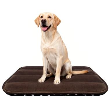 Imagem de pobopobo Almofada para gaiolas para cães, ultra macia e antiderrapante, ajuste seguro para caixas de metal e gaiolas para cães, cama aconchegante lavável para cães pequenos, médios e grandes (marrom