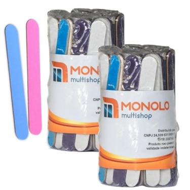 Imagem de 200 Lixas Unha Mini Descartáveis Manicure Pedicure 8 Cm Salão Profissional Beleza Cutícula Unha Podóloga Brinde Mimo Outubro Rosa Eventos Marca MONOLO (Colorido)