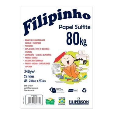 Imagem de Bloco Sulfite A4 240g 80kg C/ 25 Folhas Filiperson 01760