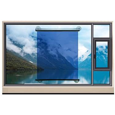 Imagem de uhyOHF Persiana de enrolar com controle de calor, ventosa retrátil sem perfuração para janela de porta, cortina portátil temporária (33 x 100 cm/13 x 39 pol