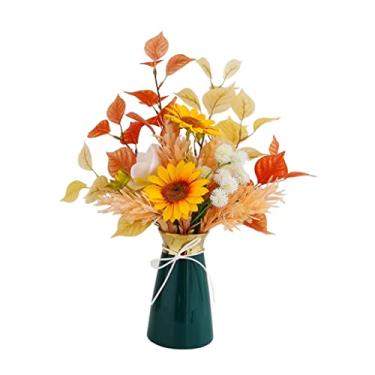 Imagem de YYBOES Flores artificiais pano de seda flores artificiais casamento casa outono decoração buquê luxo conjunto de flores falsas arranjo flores falsas para decoração