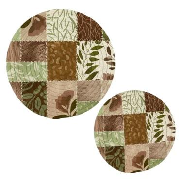 Imagem de Wassud Trivet floral abstrato para pratos quentes suportes de panela redondos de algodão almofadas quentes elegantes porta-copos decoração de cozinha e acessórios, 2 peças