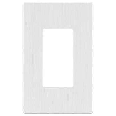 Imagem de LIDER Capa de interruptor decorador de acabamento escovado, placa de parede sem parafusos, tamanho médio, 12,4 cm x 7,9 cm, termoplástico de policarbonato inquebrável, certificado UL, LSWP-31M-BW