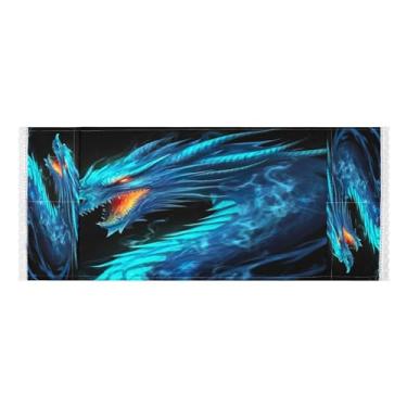 Imagem de Wassud Capas de lavadora e secadora Blue Dragon, protetor de lavadora com sacos de armazenamento, capa de geladeira à prova de poeira com bolsos para lavanderia doméstica, cozinha, 120 x 55 cm