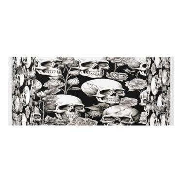 Imagem de Wassud Capas de lavadora e secadora rosa crânio branco, protetor de lavadora com sacos de armazenamento, capa de geladeira à prova de poeira com bolsos para lavanderia doméstica, cozinha, 120 x 55 cm