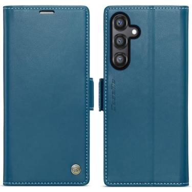 Imagem de WJXEXRS Capa carteira para Samsung Galaxy S24 FE, capa flip estilosa com compartimento para cartão de crédito com bloqueio RFID, capa de telefone de couro PU à prova de choque para Samsung Galaxy S24