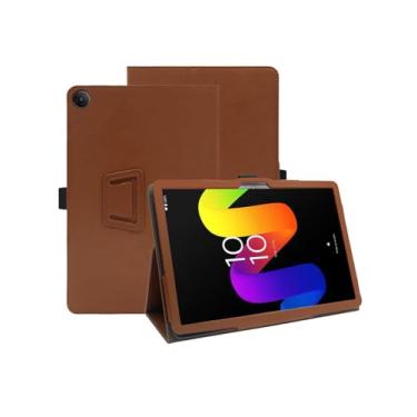 Imagem de Capa para tablet TCL Tab 8 geração 2 Android 14 8,7 polegadas versão atualizada 2024, capa fólio de couro premium com alça de mão para tablet, marrom.