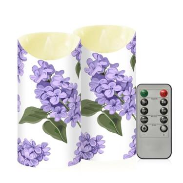 Imagem de Wassud Flores lilás velas sem chama com controle remoto, velas realistas cintilantes com temporizador, velas decorativas para Natal, casamento, festa, decoração de casa média