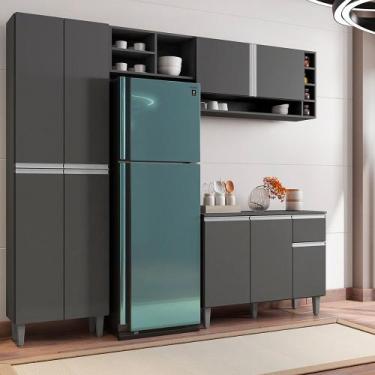 Imagem de Conjunto Vanessa Cozinha Balcão Armário Aéreo Completo Moderno AJL Móv